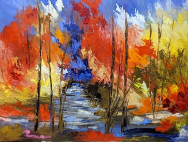 Bonheur forestier Peinture intitulée "Bonheur forestier" par Nicole Caron, Œuvre d'art originale, Huile
