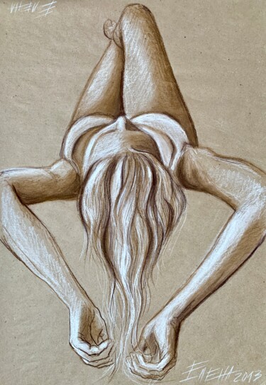 In_flight-2 - erotic art, original painting, office art, wal 图画 标题为“In_flight-2 - eroti…” 由Elena Ilina, 原创艺术品, 颜料