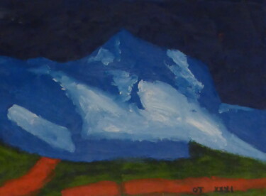 Painting titled "Montagne enneigée" by Odilon Talbot, Original Artwork, Acrylic