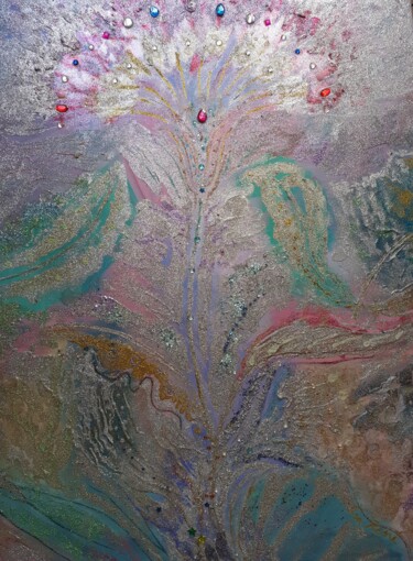 Peinture intitulée "Dans le jardin2" par Isabelle Rene, Œuvre d'art originale, Huile Monté sur Châssis en bois