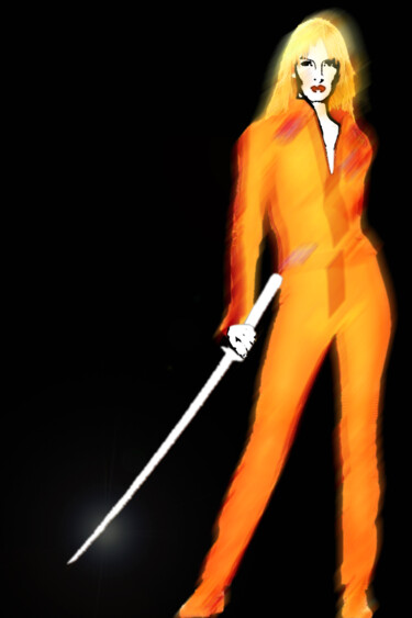 绘画 标题为“Uma Thurman Kill Bi…” 由Tony Rubino, 原创艺术品, 丙烯 安装在木质担架架上