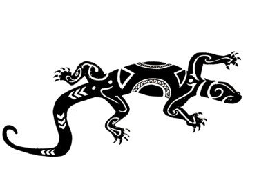 Disegno intitolato "Gecko" da Guillaume Flouriot, Opera d'arte originale, Inchiostro