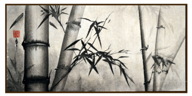 绘画 标题为“pas d'autre bruit q…” 由Jean-Marc Moschetti (encre-zen), 原创艺术品, 墨 安装在木质担架架上