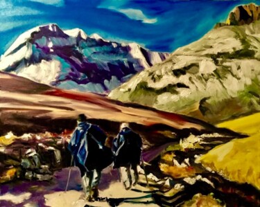 Peinture intitulée "Randonneurs" par Frederic Gauthier, Œuvre d'art originale, Huile