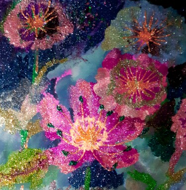 Peinture intitulée "Dans le jardin3" par Isabelle Rene, Œuvre d'art originale, Huile