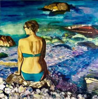 Peinture intitulée "Femme à Damouchari" par Frederic Gauthier, Œuvre d'art originale, Huile