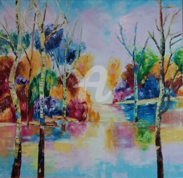 Painting titled "LES REFLETS INCRUST…" by Anita Boche, Original Artwork, Oil