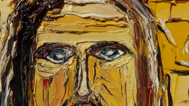 Malerei mit dem Titel "gros plan des yeux…" von Frederic Servian, Original-Kunstwerk, Öl