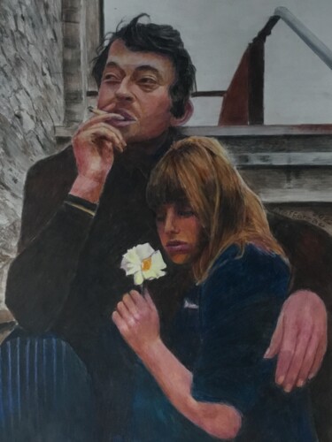Peinture intitulée "L’homme à la gitane…" par Jacques Tafforeau, Œuvre d'art originale, Aquarelle