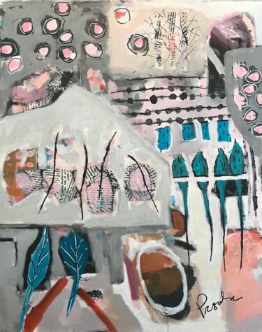 绘画 标题为“La maison sous les…” 由Johanne Proulx, 原创艺术品, 丙烯 安装在木质担架架上