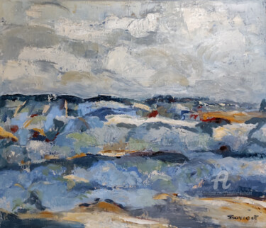 「paysage de campagne」というタイトルの絵画 Sophie Dumontによって, オリジナルのアートワーク, オイル