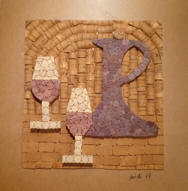Collages titled "La Carafe" by Michel Divorne, Original Artwork, Collages Mounted on Wood Panel