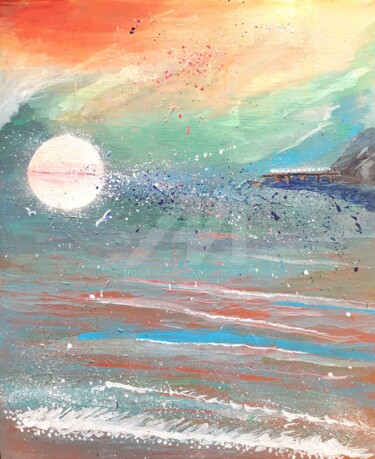 Cote d'Azur, sunset, 現代藝術 , 2020 绘画 标题为“Cote d'Azur, sunset…” 由Katwrina Golban, 原创艺术品, 丙烯