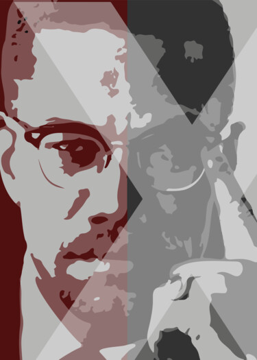 数字艺术 标题为“Malcolm x” 由Josep Domènech, 原创艺术品, 2D数字工作 安装在纸板上