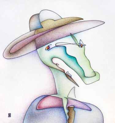 Tekening getiteld "Crocodile" door Nikolay Starostenko, Origineel Kunstwerk, Conté