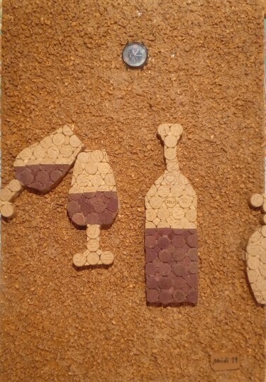 Collages titled "L'apero à 11h05" by Michel Divorne, Original Artwork, Collages