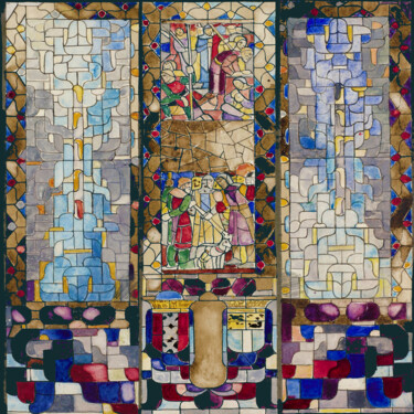 Painting titled "Stained Glass Abstr…" by Tony Rubino, Original Artwork, Acrylic Mounted on Wood Stretcher frame