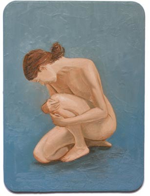 Painting titled "Nude Side" by Andrei Overweel, Original Artwork, Oil