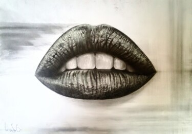 图画 标题为“LIPS” 由Plamen Ivanov, 原创艺术品, 石墨 安装在纸板上