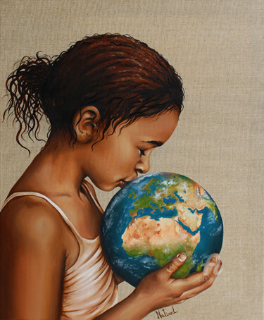 Painting titled "L'avenir" by Aurélie Nativel, Original Artwork, Oil Mounted on Wood Stretcher frame