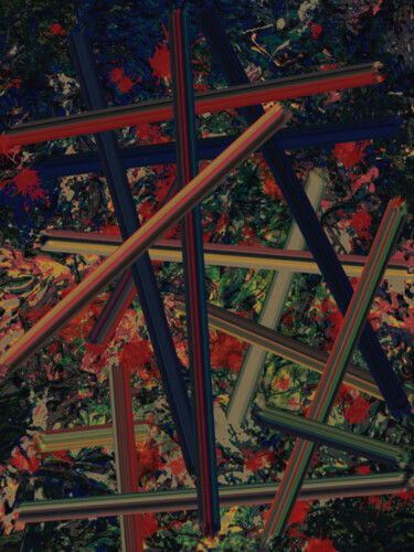 Arts numériques intitulée "Mikado one" par Zykram, Œuvre d'art originale, Peinture numérique
