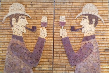 Collages getiteld "Diptyque L'homme à…" door Michel Divorne, Origineel Kunstwerk, Collages