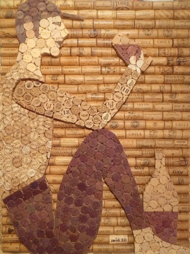 Collages getiteld "Rodin à l'apéro" door Michel Divorne, Origineel Kunstwerk, Collages