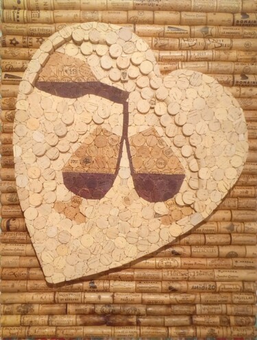 Collages getiteld "Apéro-Coeur" door Michel Divorne, Origineel Kunstwerk, Collages