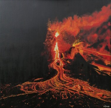 Peinture intitulée "Bougie" par Aurélie Goarzin, Œuvre d'art originale, Huile Monté sur Châssis en bois