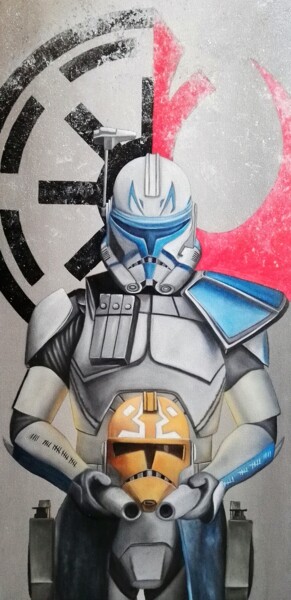 Schilderij getiteld "Captain rex star wa…" door Steivan Loundou, Origineel Kunstwerk, Olie Gemonteerd op Frame voor houten b…