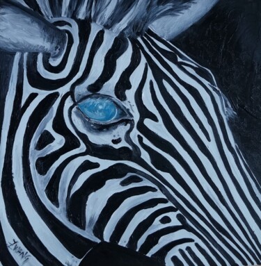 绘画 标题为“ZEBRE 4” 由Isabelle Zwang, 原创艺术品, 油 安装在木质担架架上