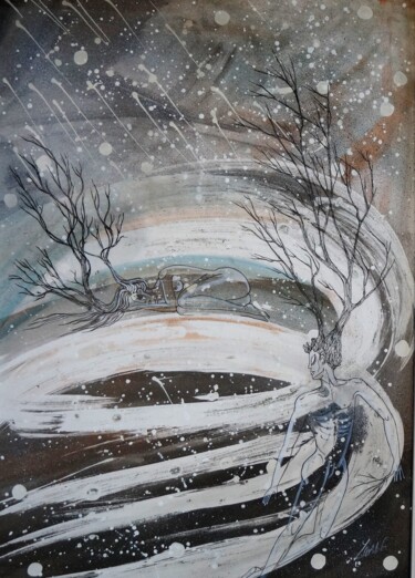Peinture intitulée "L'HIVER" par Isabelle Zwang, Œuvre d'art originale, Encre