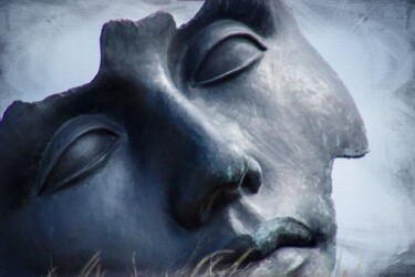 绘画 标题为“Mask Face Statue Sc…” 由Tony Rubino, 原创艺术品, 丙烯 安装在木质担架架上