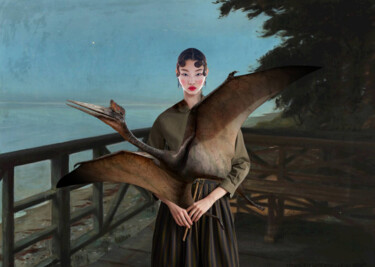 绘画 标题为“girl with pterodact…” 由Igor Skaletsky, 原创艺术品, 丙烯