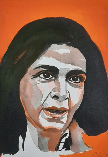 Peinture intitulée "Gisèle" par Pascale Albizzati, Œuvre d'art originale, Encre Monté sur Carton