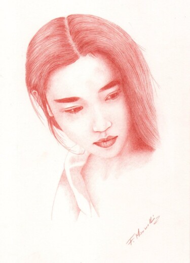 图画 标题为“Asian lady” 由Francesco Marinelli, 原创艺术品, 铅笔