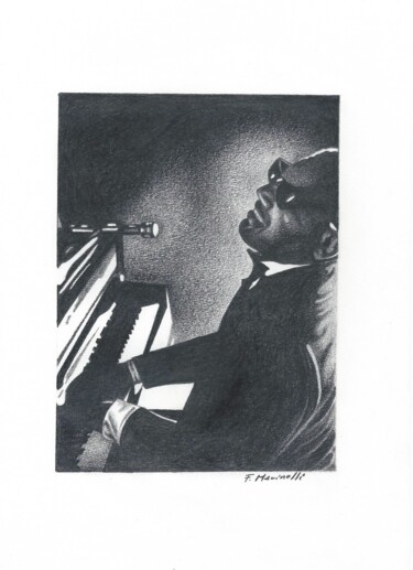 图画 标题为“Ray Charles” 由Francesco Marinelli, 原创艺术品, 木炭