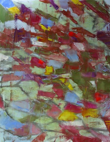 Painting titled "Vent d'Octobre" by Thierry Faure, Original Artwork, Oil Mounted on Wood Stretcher frame