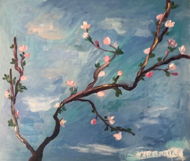 Painting titled "Renewal" by Kseniia Sher Kseniya Scher, Original Artwork, Oil Mounted on Wood Panel