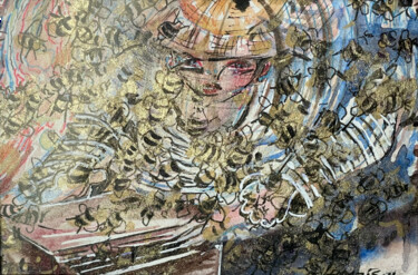 绘画 标题为“l'apiculteur” 由Danielle Lamaison, 原创艺术品, 水彩 安装在铝上