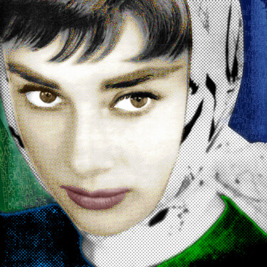 绘画 标题为“Audrey Hepburn” 由Tony Rubino, 原创艺术品, 丙烯 安装在木质担架架上