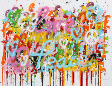 Pintura intitulada "Peace and Love 2" por Isabelle Pelletane, Obras de arte originais, Acrílico Montado em Armação em madeira