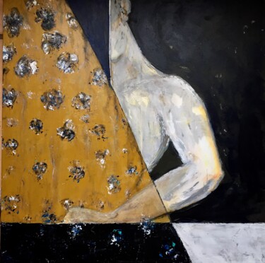 Painting titled "Derrière le paravent" by Mireille Ledru Domange, Original Artwork, Acrylic