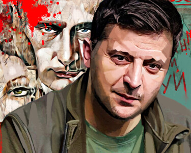绘画 标题为“Volodymyr Zelenskyy” 由Ira Tsantekidou, 原创艺术品, 数字油画