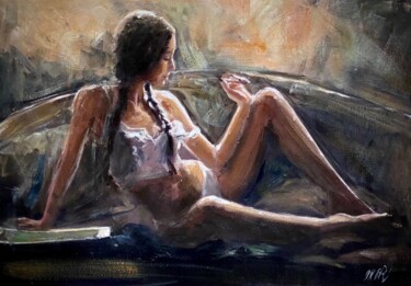 Painting titled "Radiant Being" by William Oxer, Original Artwork, Acrylic Mounted on Cardboard