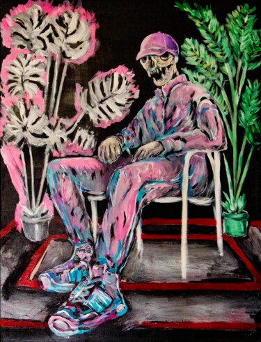 interview Painting titled "interview" by Maximilien Dhumerelle (Max Dhum), Original Artwork, Acrylic Mounted on Wood Stretcher frame