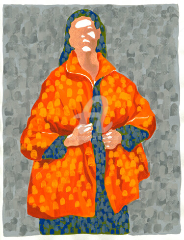 Orange Jacket Painting titled "Orange Jacket" by Cuboism Art Design Kuboizumuatodezain, Original Artwork, Acrylic