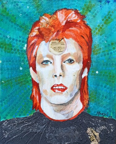 Malerei mit dem Titel "Ziggy Stardust" von Marzel, Original-Kunstwerk, Acryl