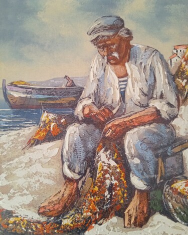 Fisherman acrylic print painting on canvas 绘画 标题为“Fisherman acrylic p…” 由Filip Petrovic, 原创艺术品, 丙烯