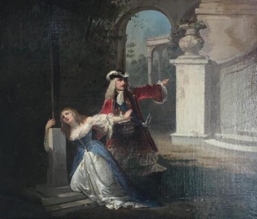 Peinture intitulée "Scène Galante Théât…" par Unknown Artist, Œuvre d'art originale, Huile